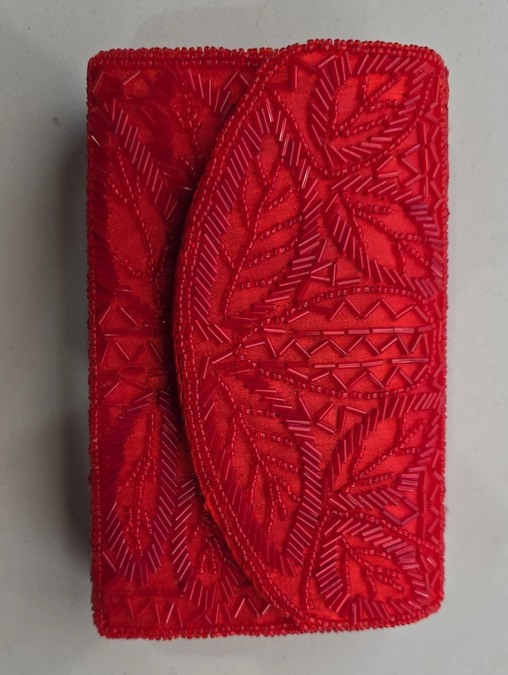 Bijoux Terner Red Beaded Evening Shoulder Bag